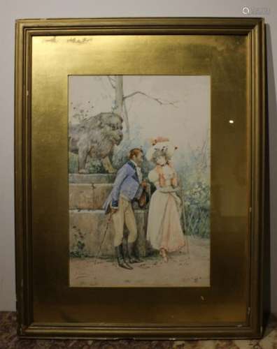 Water Color Painting of a Couple in Garden