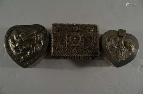 3 Antique Asian Sterling Silver Boxes