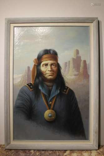 Oil on Canvas, American Indian Man,