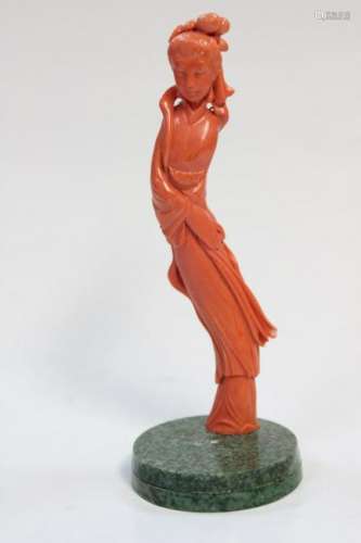 Chinese Coral Figural w Base