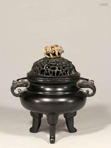 Republican Chinese Zitan Wood Tripod Cover Cencer