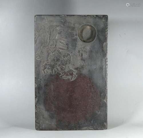 Qing Chinese InkStone,Engrave Three Goats