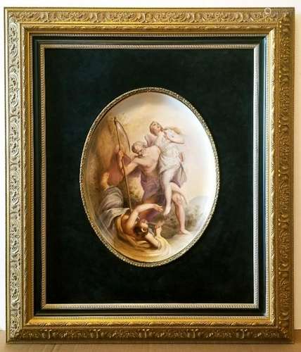 Lrg 19C Royal Vienna H/P Porcelain Plaque