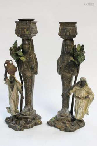 Pair of Geshutz Vienna Bronze Candlesticks