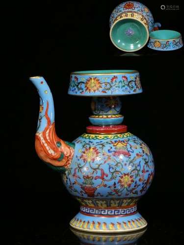 Republican Chinese Cloisonne Enamel Porcelain Ewer