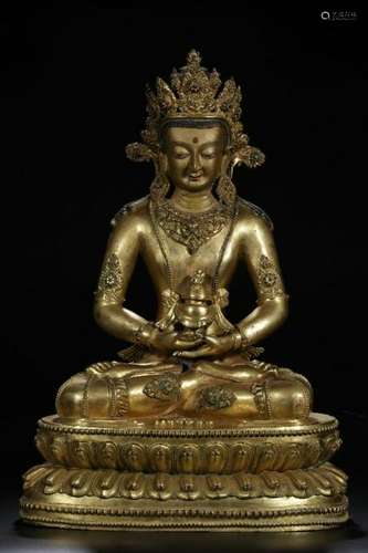 Qing Chinese Gilt Bronze Buddha