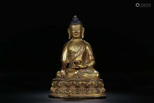 Qing Chinese Gilt Bronze Buddha