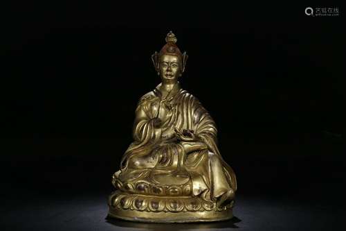 Qing Chinese Gilt Bronze Padmasambhava