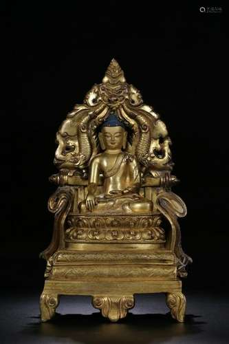 Qing Chinese Gilt Bronze Sakyamuni