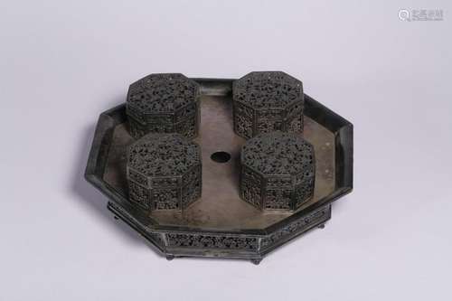 Republican Chinese Silver Tea Box and Tea Tray