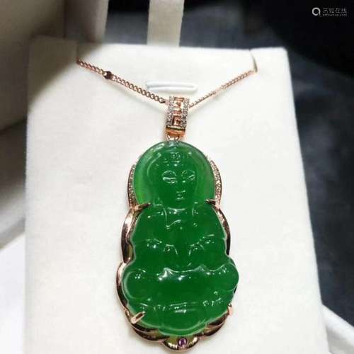 Chinese Jadeite Guanyin Pendant