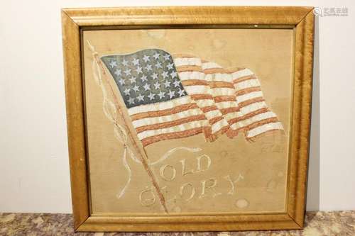 Needle Point Flag w Frame