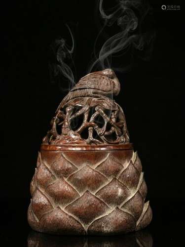 Republican Chinese Bamboo Carved Burner ,