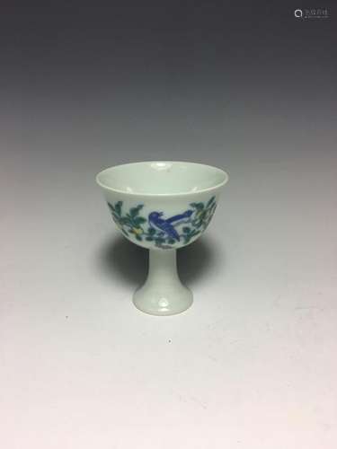 Chinese Doucai Porcelain High Foot Cup