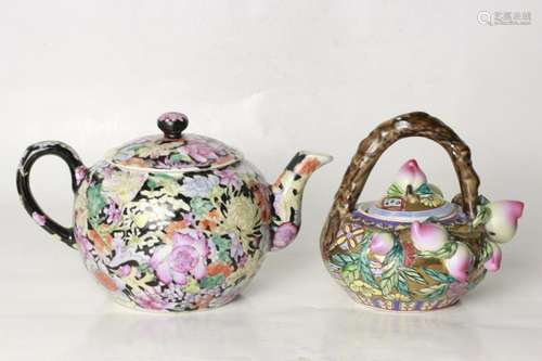 Two Chinese Porcelain Teapots