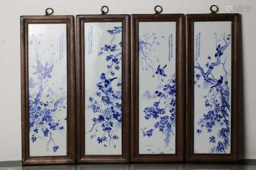 Set of Chinese Blue and White Porcelain Plaques