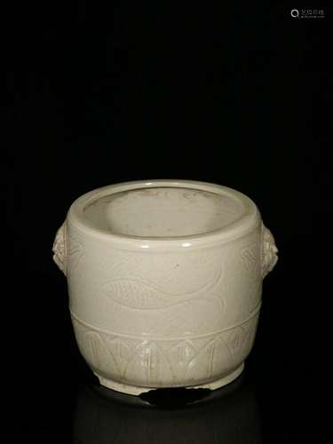 Qing Chinese Ding Ware Censer w Lions Handle