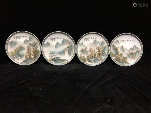 Set of Chinese Famille Rose Porcelain Plates,Mark