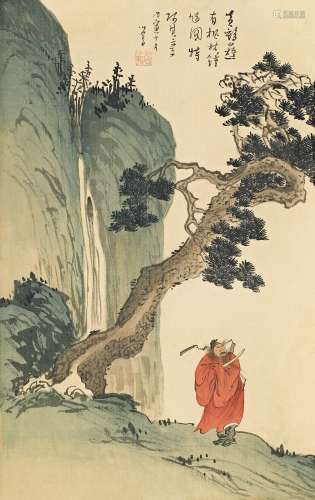溥心畬（1896～1963） 戊寅（1938年）作 松阴钟馗 立轴 设色绢本