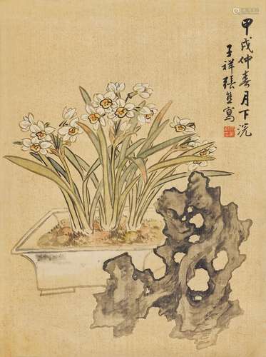 张熊（1803～1886） 甲戌（1874年）作 仙寿 镜心 设色绢本