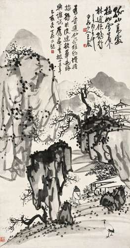 王震（1867～1938） 辛酉（1921年）作 梅妻鹤子 立轴 水墨纸本