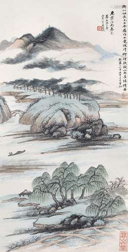 吴湖帆（1894～1968） 丙寅（1926年）作 江南春色 立轴 设色纸本