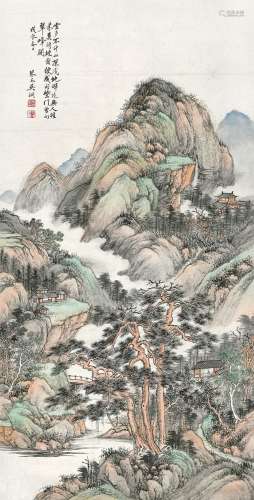 吴琴木（1894～1953） 戊辰（1928年）作 云深峰翠 立轴 设色纸本
