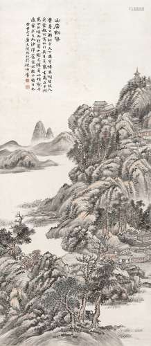 陆恢（1851～1920） 癸丑（1913年）作 山店斜阳 立轴 设色纸本