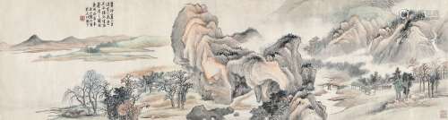 陆恢（1851～1920） 辛卯（1891年）作 虞山小景 横披 设色纸本
