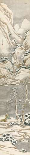 彭旸（1859～1937） 独钓寒江雪 立轴 设色绢本
