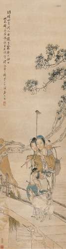 钱慧安（1833～1911） 农桑人家 立轴 设色纸本