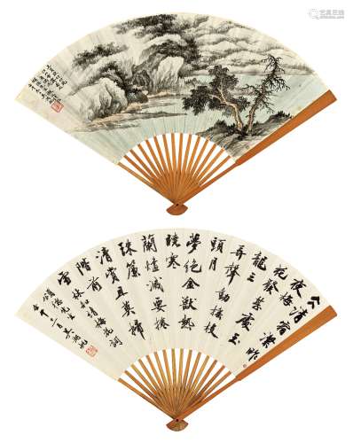吴湖帆（1894～1968） 壬午（1942年）作 书画合璧扇 成扇 设色纸本