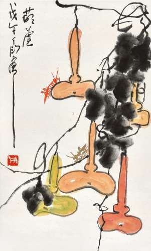 丁衍庸（1902～1978） 戊午（1978年）作 葫芦 立轴 设色纸本