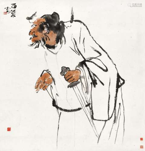 李可染（1907～1989） 钟馗 立轴 设色纸本
