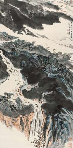 陆俨少（1909～1993） 癸亥（1983年）作 咫尺愁风雨 镜心 设色纸本
