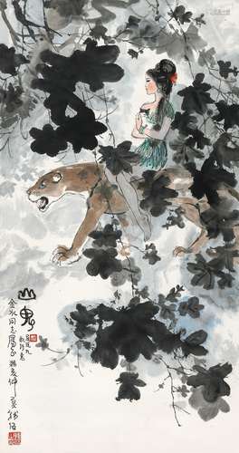 韩伍（b.1936） 癸亥（1983年）作 山鬼 立轴 设色纸本