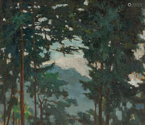 孙宗慰（1912～1979） 1936年作 黄山松树 油画 布面