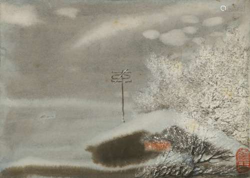金兆韬（1944～2016） 雪夜 水彩 纸本