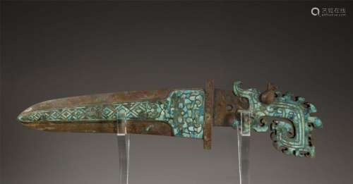 Bronze Inlaid Turquoise Ritual Sword