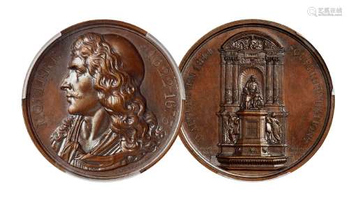 1844年法国喜剧大师莫里哀纪念铜章一枚