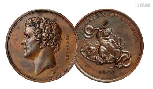1845年英国著名画家雷诺兹纪念铜章一枚