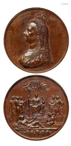 1887年英国维多利亚女王登基五十周年纪念铜章一枚