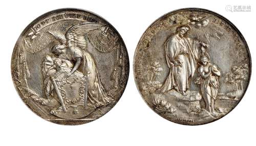 十九世纪德国洗礼纪念银章一枚
