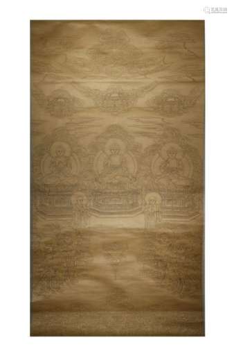 Three Buddha Embroidered by Hairs