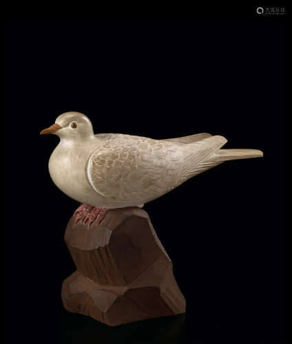 宮本理三郎 (1904-1998) 木雕白鴿置物