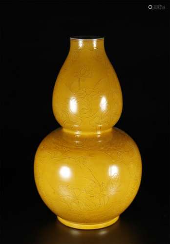 Qing Dynasity, Yellow-Glazed  Dark engraved  Double
