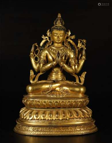 Tibet Gilt Bornze Buddha Statue