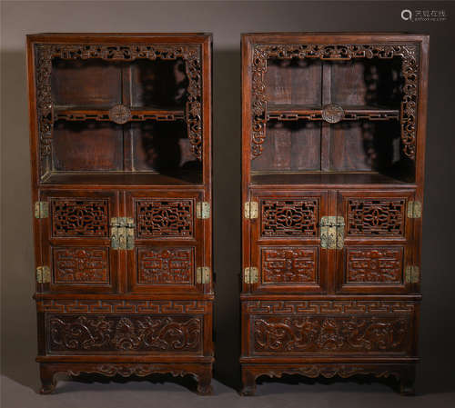 PAIR OF CHINESE HARDWOOD HUANGHUALI CABINET