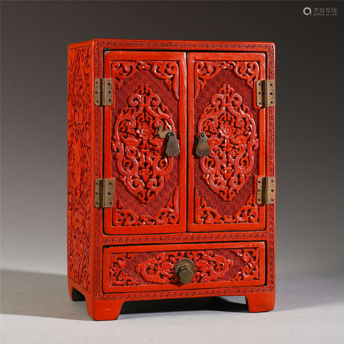 CHINESE CINNABAR DOUBLE DOOR CABINET