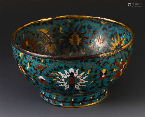 CHINESE CLOISONNE FLOWER BOWL MING DYNASTY